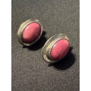 Sterling Vintage Nel J Navajo Artist Post Earrings, Rhodochrosite Purple Pink St